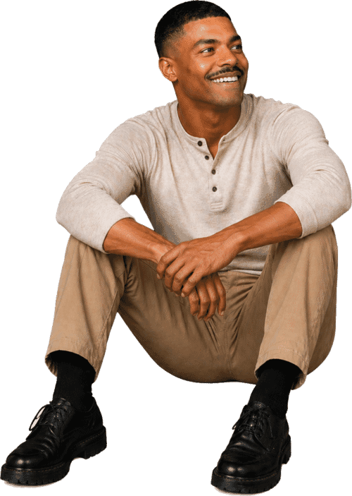 Relaxed patient smiling in a supportive care moment