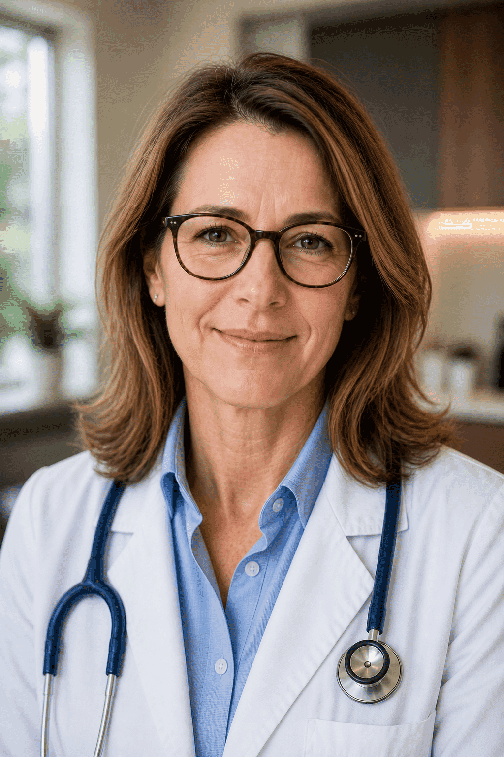 Warm licensed clinician portrait